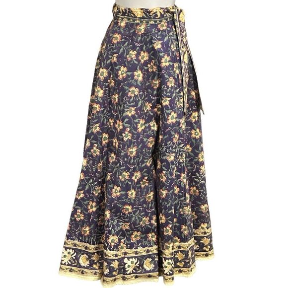 Ethnic Indian Wear Women’s Cotton Hand Printed Boho Maxi Skirt in Size Large - Picture 6 of 10